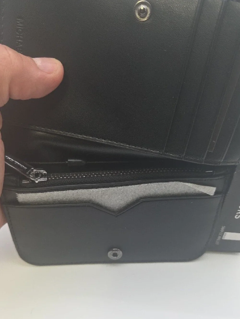 Michael Kors Black Pebbled Leather Snap Card Wallet